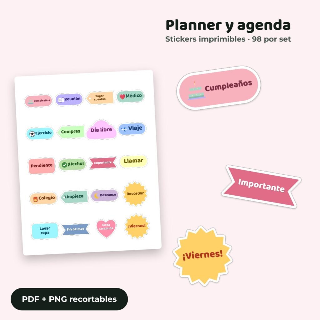Stickers Planner y agenda imprimibles