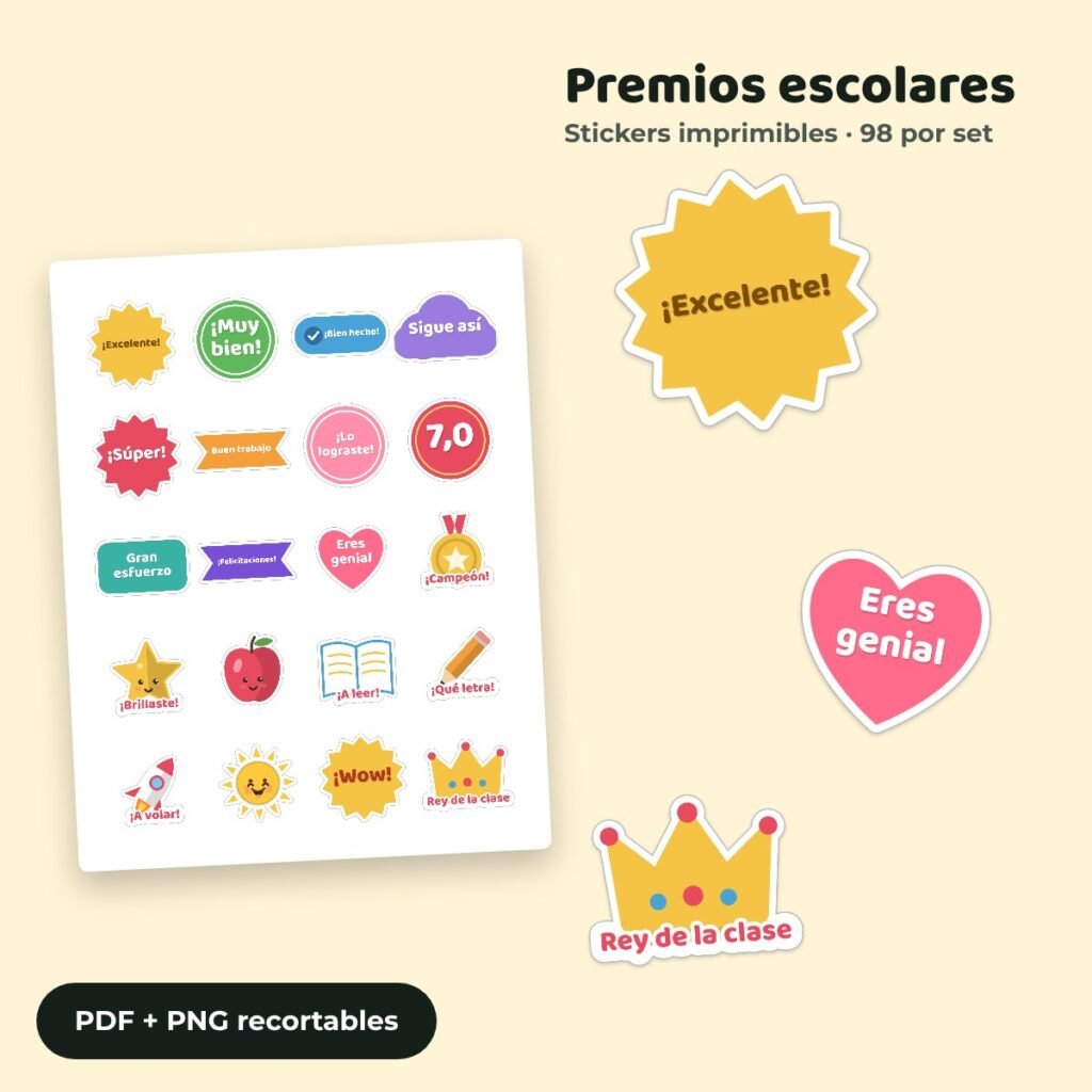 Stickers Premios escolares imprimibles